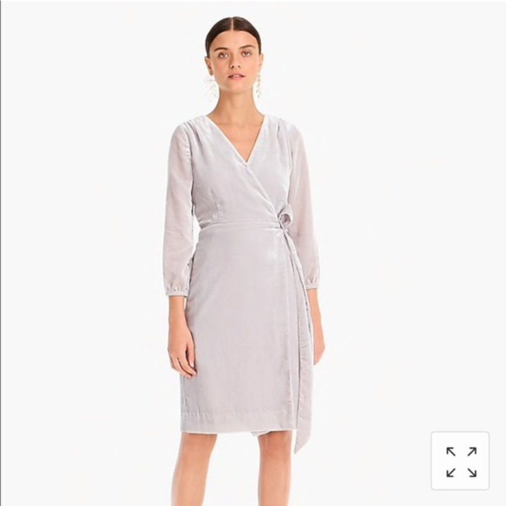 New J. Crew Drapy Velvet Wrap Dress 365 Crepe 0 - Picture 4 of 6